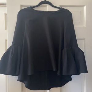 Black 3/4 bell sleeve dress blouse
